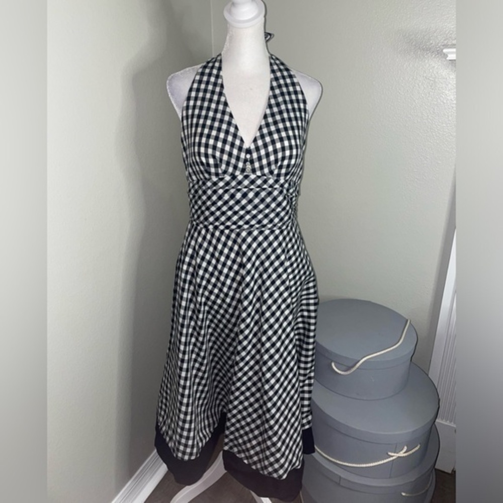Black & White Robbie Bee Gingham Pinup Dress Sz 8